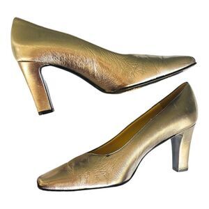 Vintage Bally Metallic Silver Pumps Heels Size 37/38 5.5